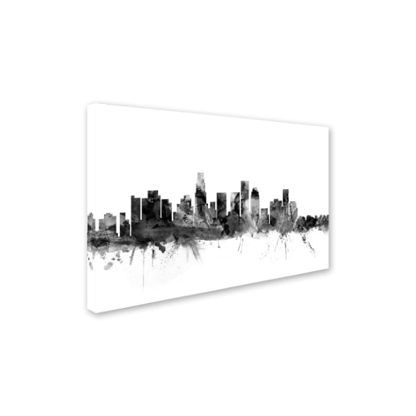 Michael Tompsett 'Los Angeles CA Skyline B&W' Canvas Art,12x19